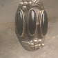 Vintage onyx ring leaf southwest long cigar band size 7 Sterling silver women signed M