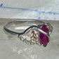 Black Hills gold ring leaves band red stone size 8.75 sterling silver women