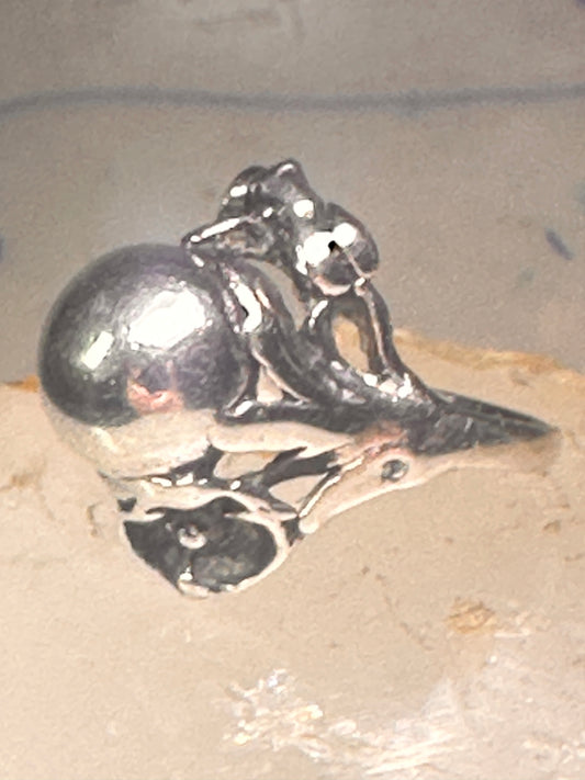 Art Deco ring ball orb band size 4.50 sterling silver women girls pinky