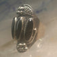 Vintage onyx ring leaf southwest long cigar band size 7 Sterling silver women signed M