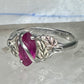 Black Hills gold ring leaves band red stone size 8.75 sterling silver women