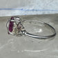 Black Hills gold ring leaves band red stone size 8.75 sterling silver women