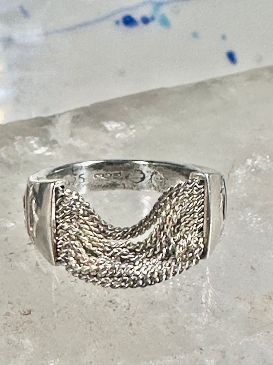 Harley Davidson ring biker chain pinky band size 5.50 sterling silver women