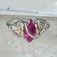 Black Hills gold ring leaves band red stone size 8.75 sterling silver women