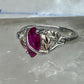 Black Hills gold ring leaves band red stone size 8.75 sterling silver women