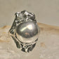 Art Deco ring ball orb band size 4.50 sterling silver women girls pinky