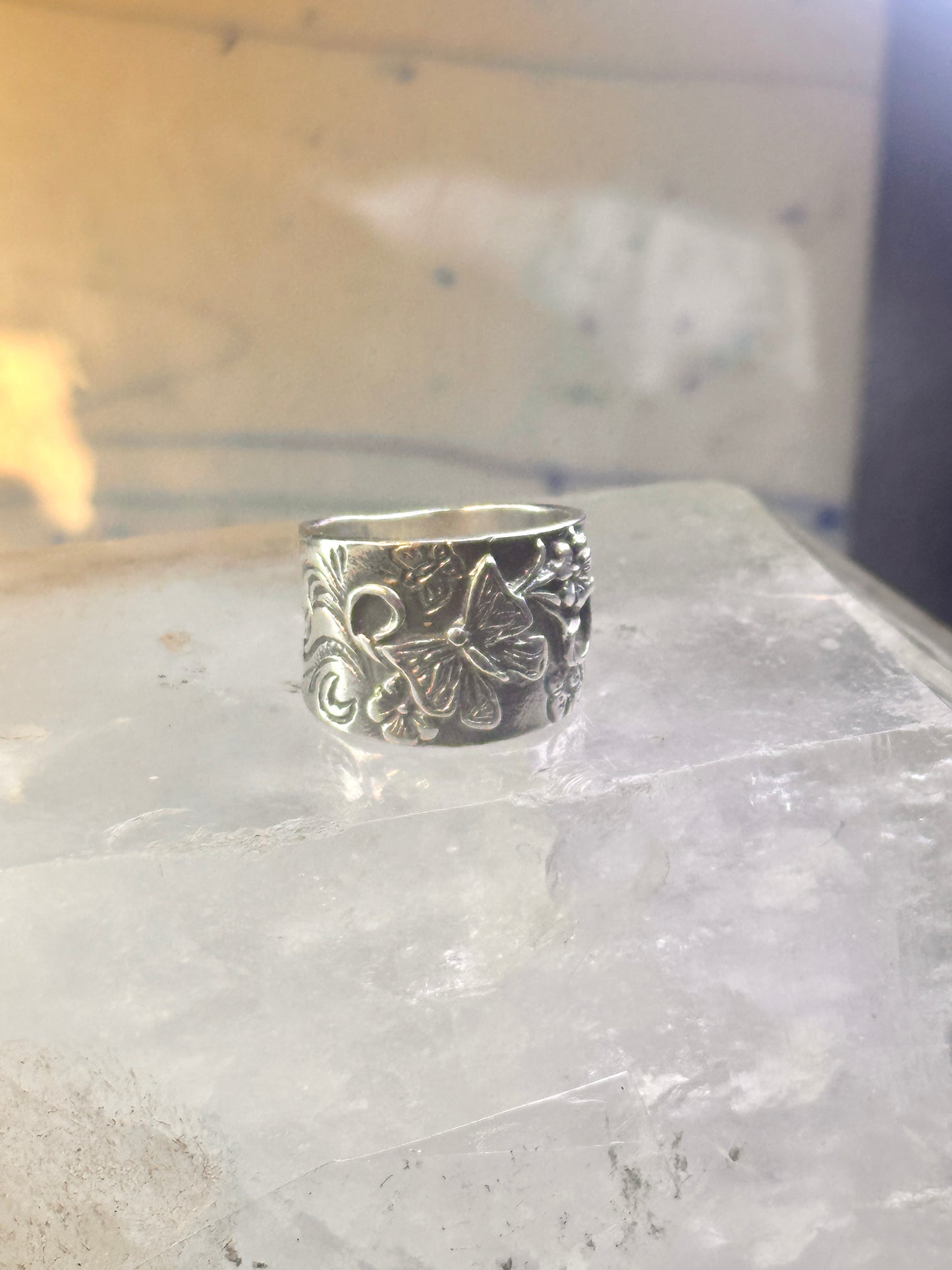 Butterfly ring Paz cigar band floral flowers Israel size 7 sterling silver women