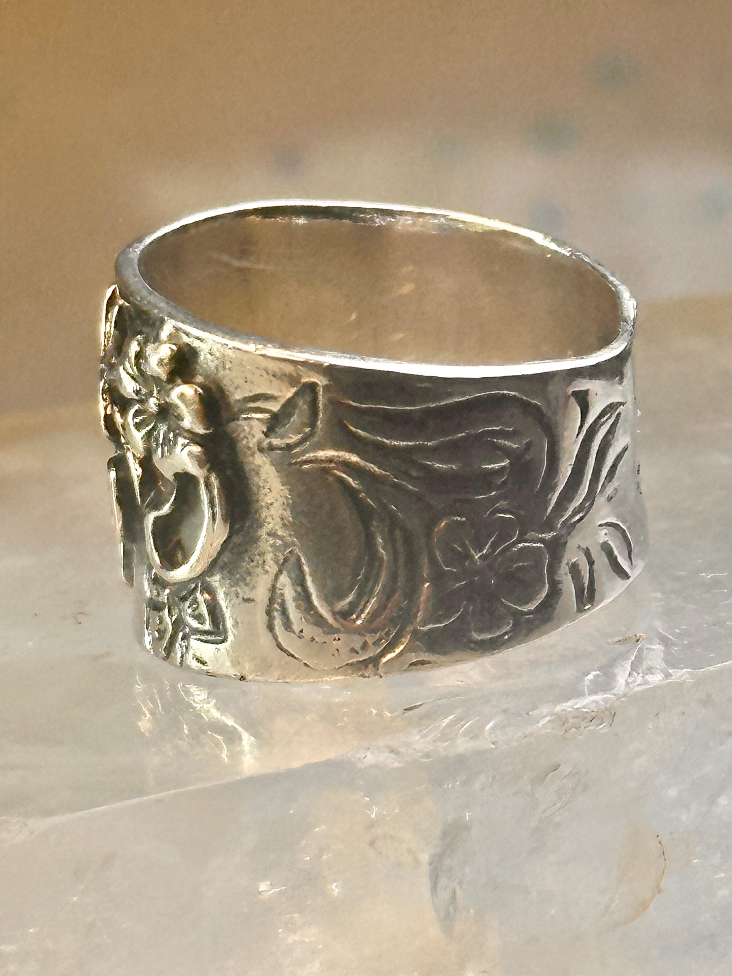 Butterfly ring Paz cigar band floral flowers Israel size 7 sterling silver women