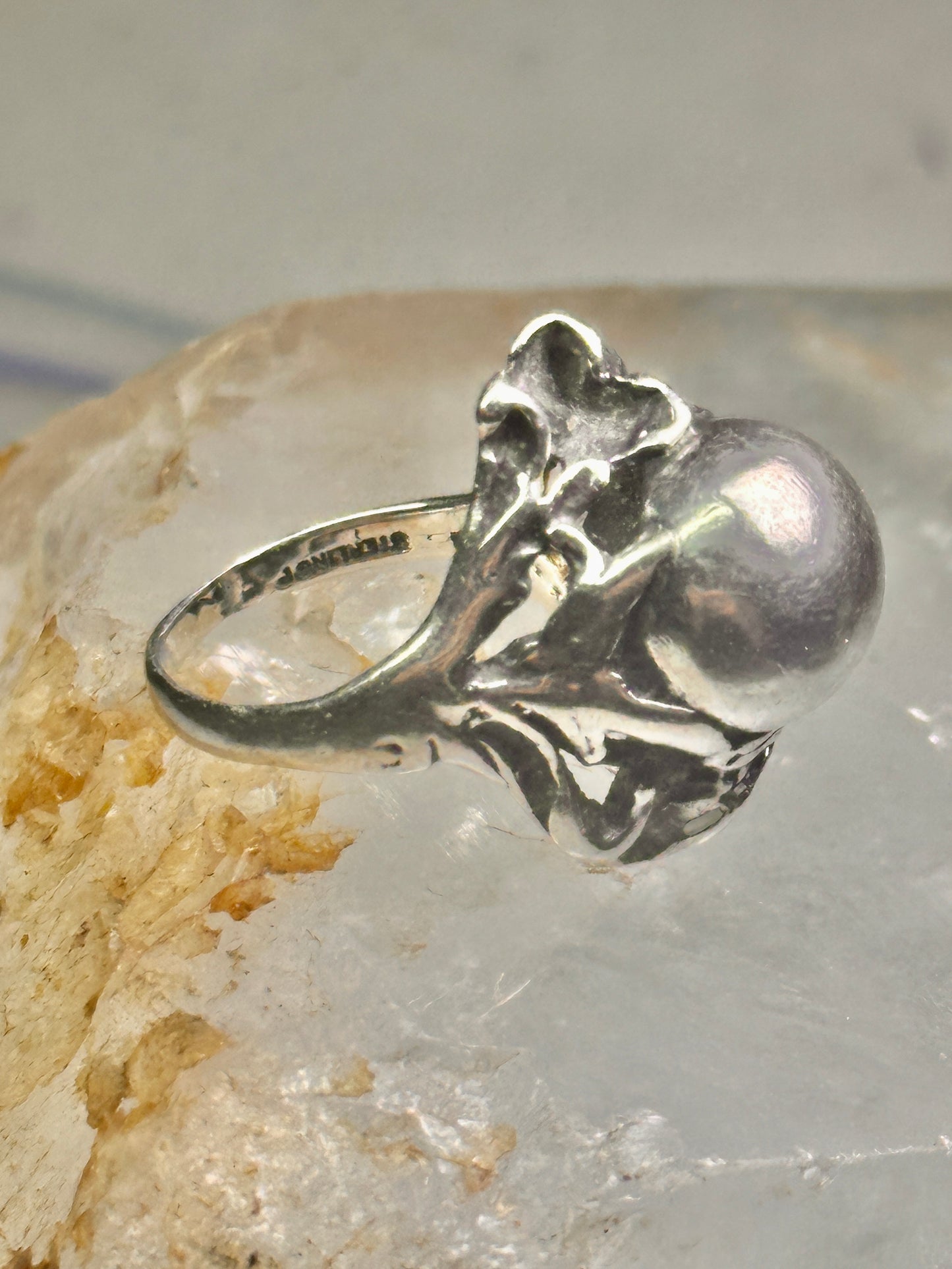 Art Deco ring ball orb band size 4.50 sterling silver women girls pinky