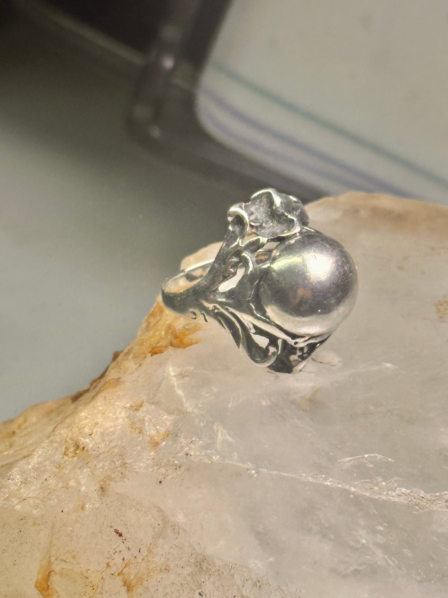 Art Deco ring ball orb band size 4.50 sterling silver women girls pinky