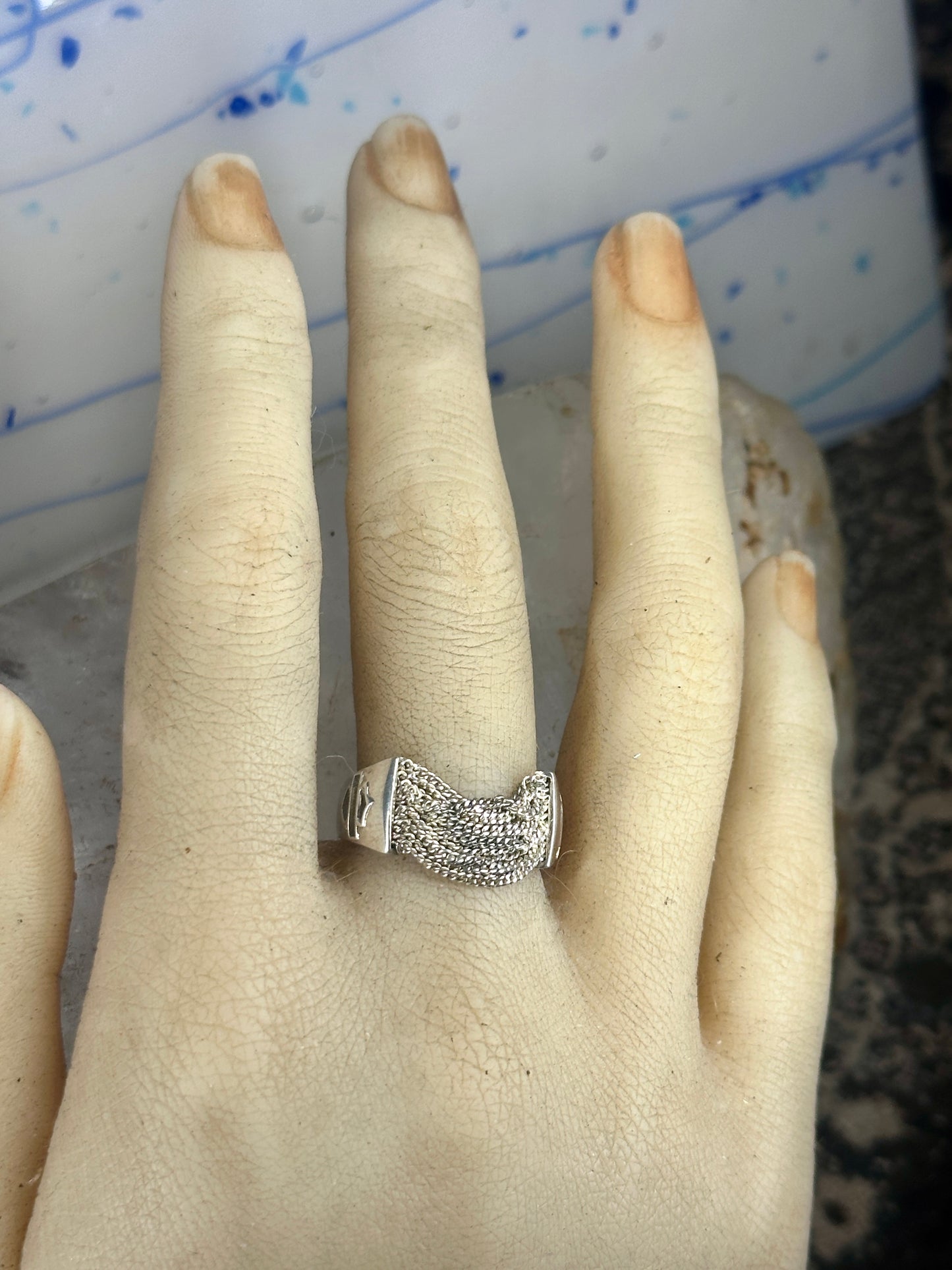 Harley Davidson ring biker chain pinky band size 5.50 sterling silver women