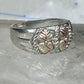 Black Hills gold ring leaves wedding band size 7.5 sterling silver women men