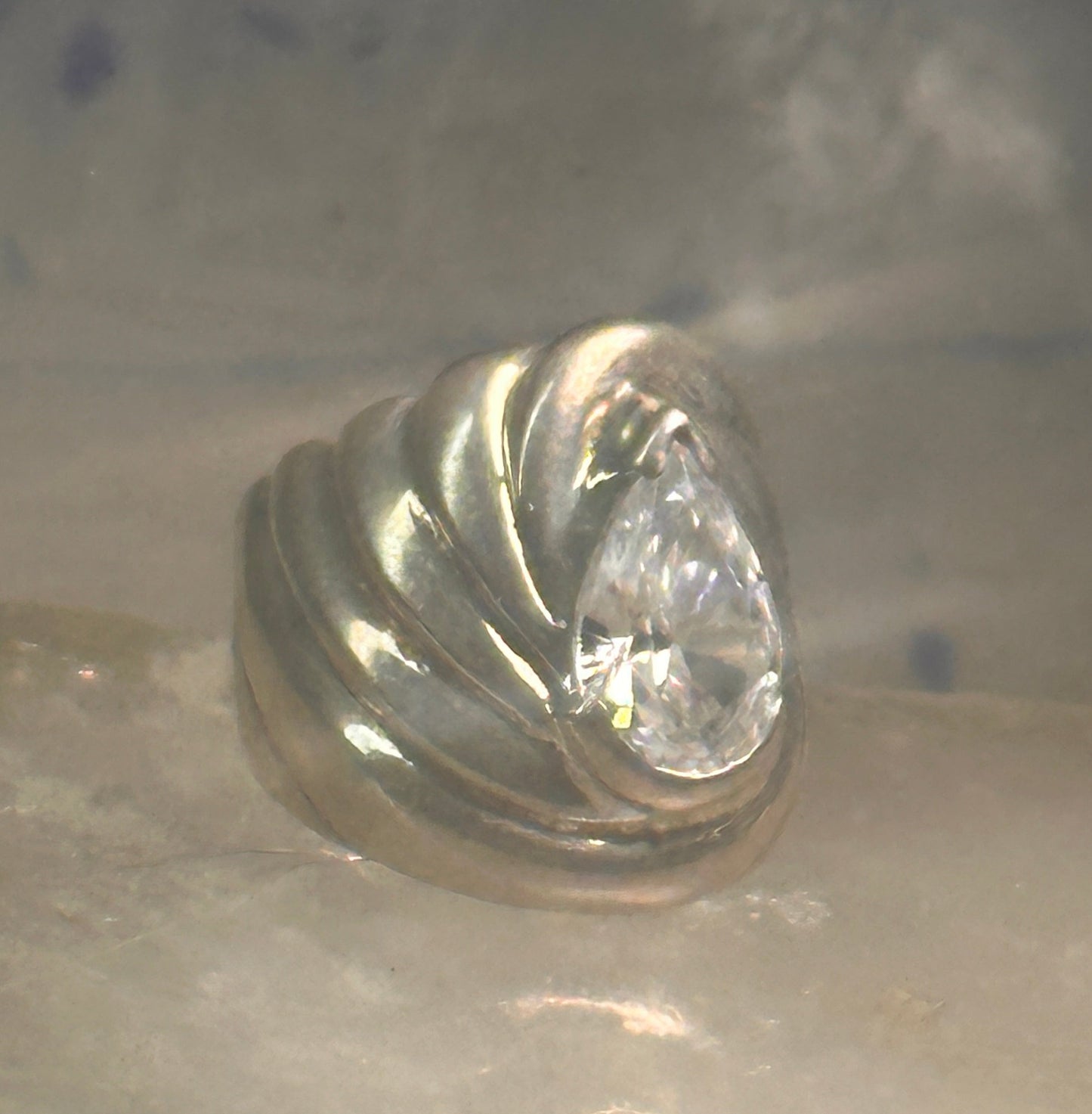 Vintage cz ring cigar band cocktail pinky size 4.75 Sterling silver women