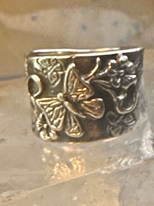 Butterfly ring Paz cigar band floral flowers Israel size 7 sterling silver women
