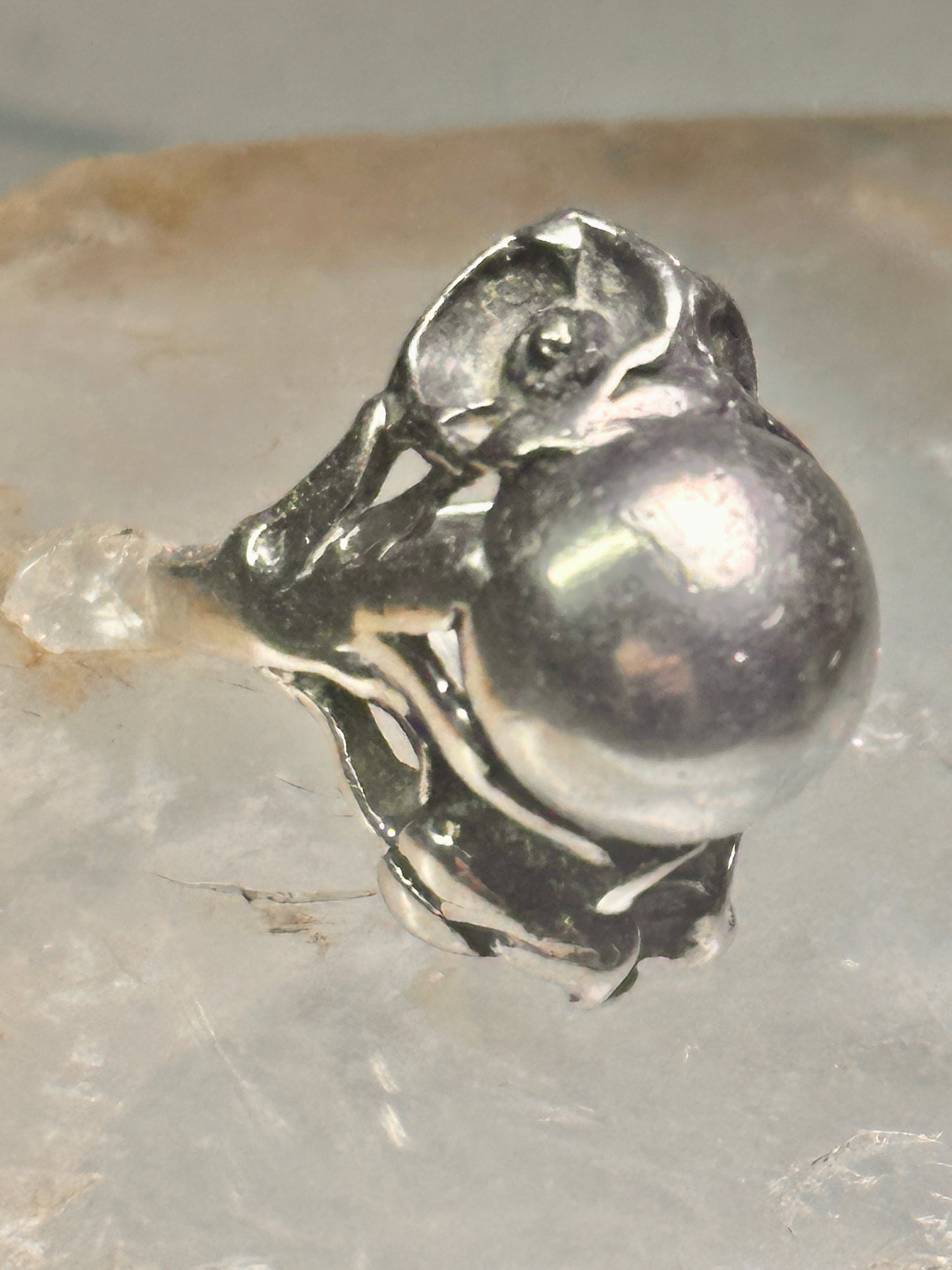 Art Deco ring ball orb band size 4.50 sterling silver women girls pinky