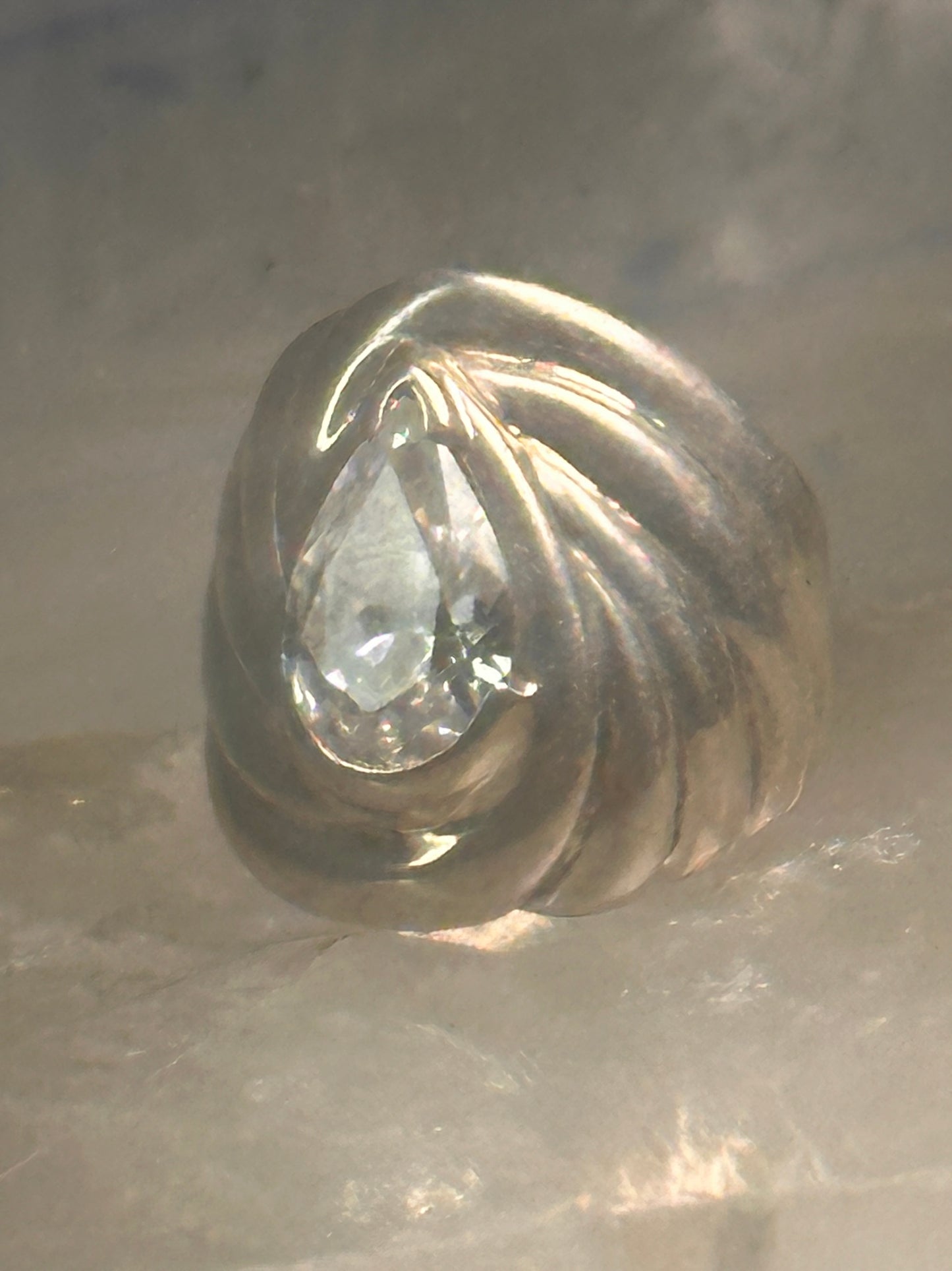 Vintage cz ring cigar band cocktail pinky size 4.75 Sterling silver women