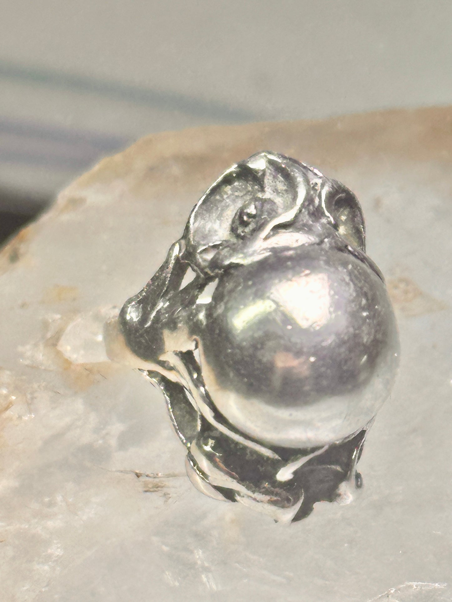 Art Deco ring ball orb band size 4.50 sterling silver women girls pinky