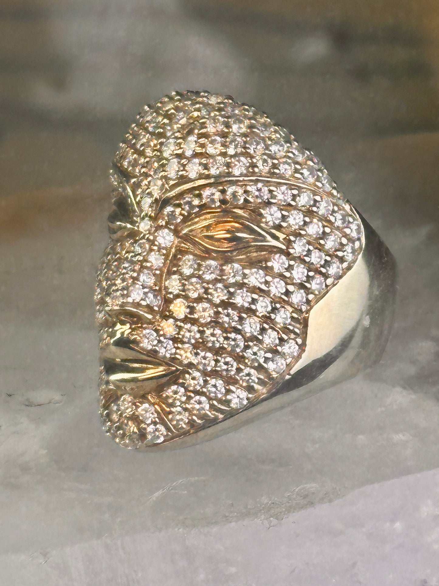 Face ring Sonia Bitton band CZ size 6 sterling silver women As Is