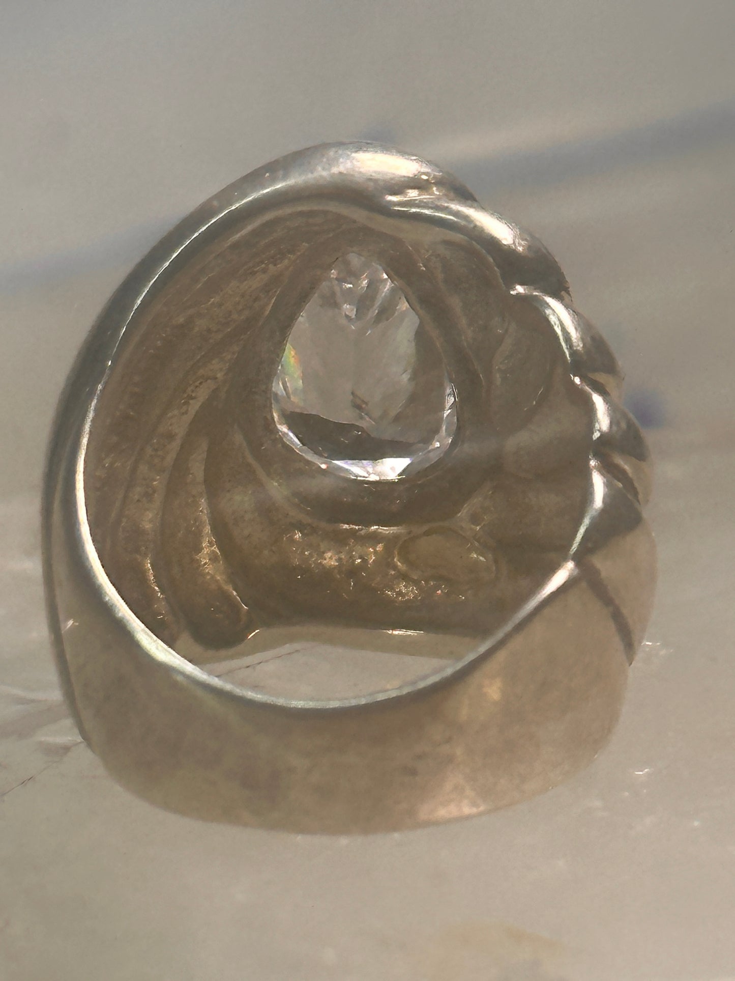 Vintage cz ring cigar band cocktail pinky size 4.75 Sterling silver women