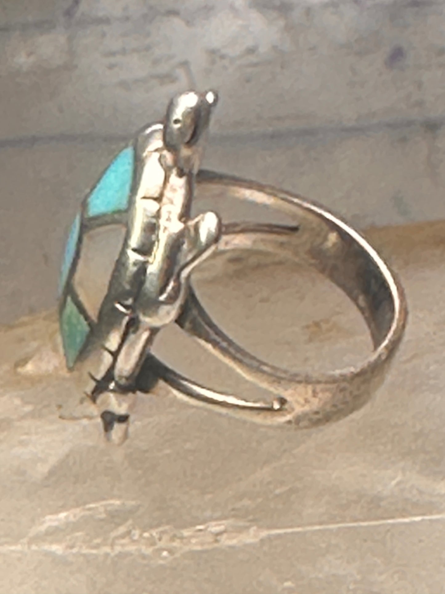 Turtle ring Navajo turquoise MOP size 5 sterling silver women girls pink