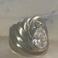 Vintage cz ring cigar band cocktail pinky size 4.75 Sterling silver women