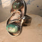 Snake Ring Navajo turquoise double snakes leaf size 9  sterling silver women men