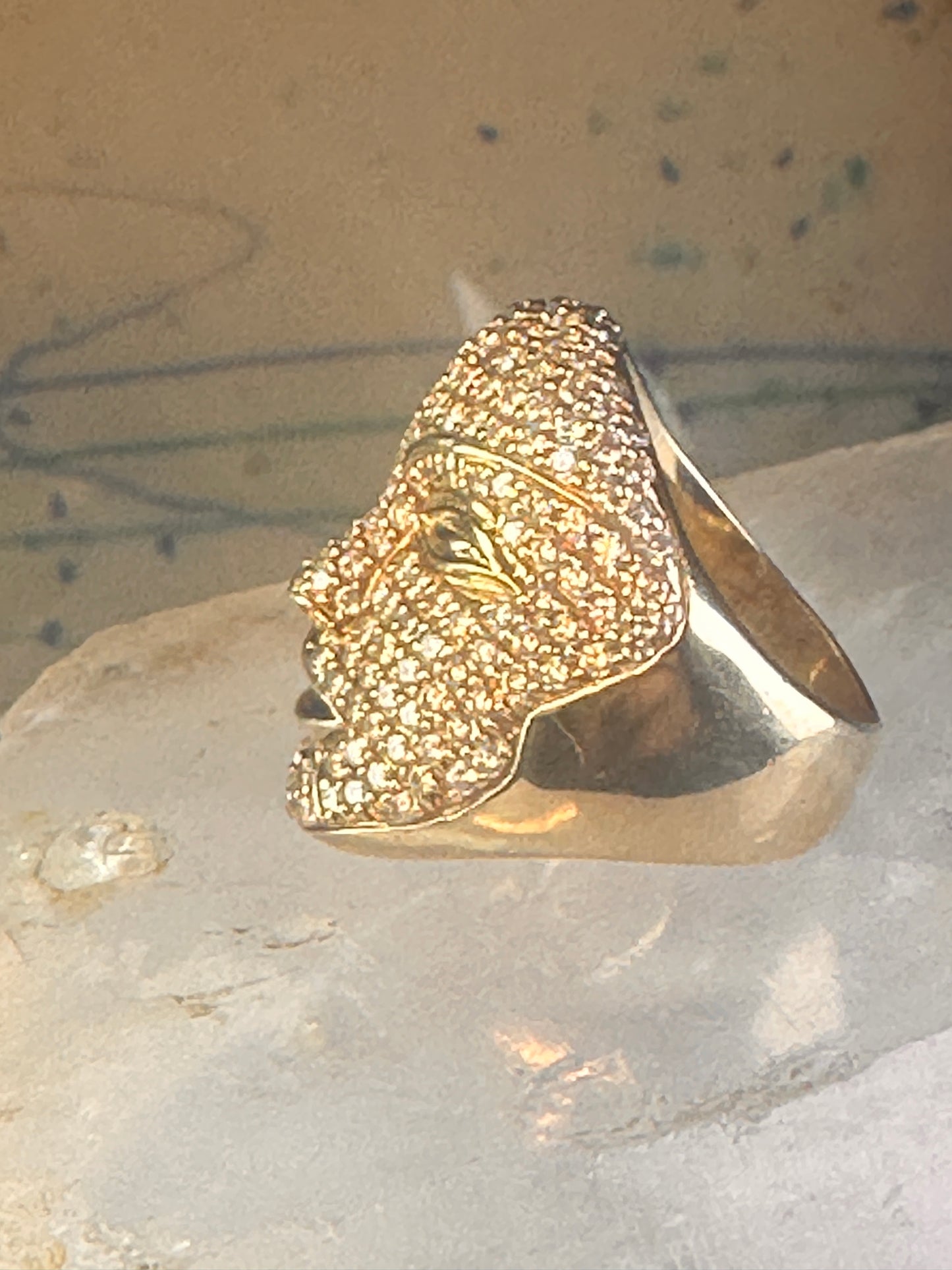 Face ring Sonia Bitton band CZ size 6 sterling silver women As Is