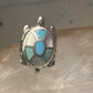 Turtle ring Navajo turquoise MOP size 5 sterling silver women girls pink