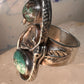 Snake Ring Navajo turquoise double snakes leaf size 9  sterling silver women men