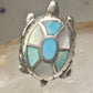 Turtle ring Navajo turquoise MOP size 5 sterling silver women girls pink
