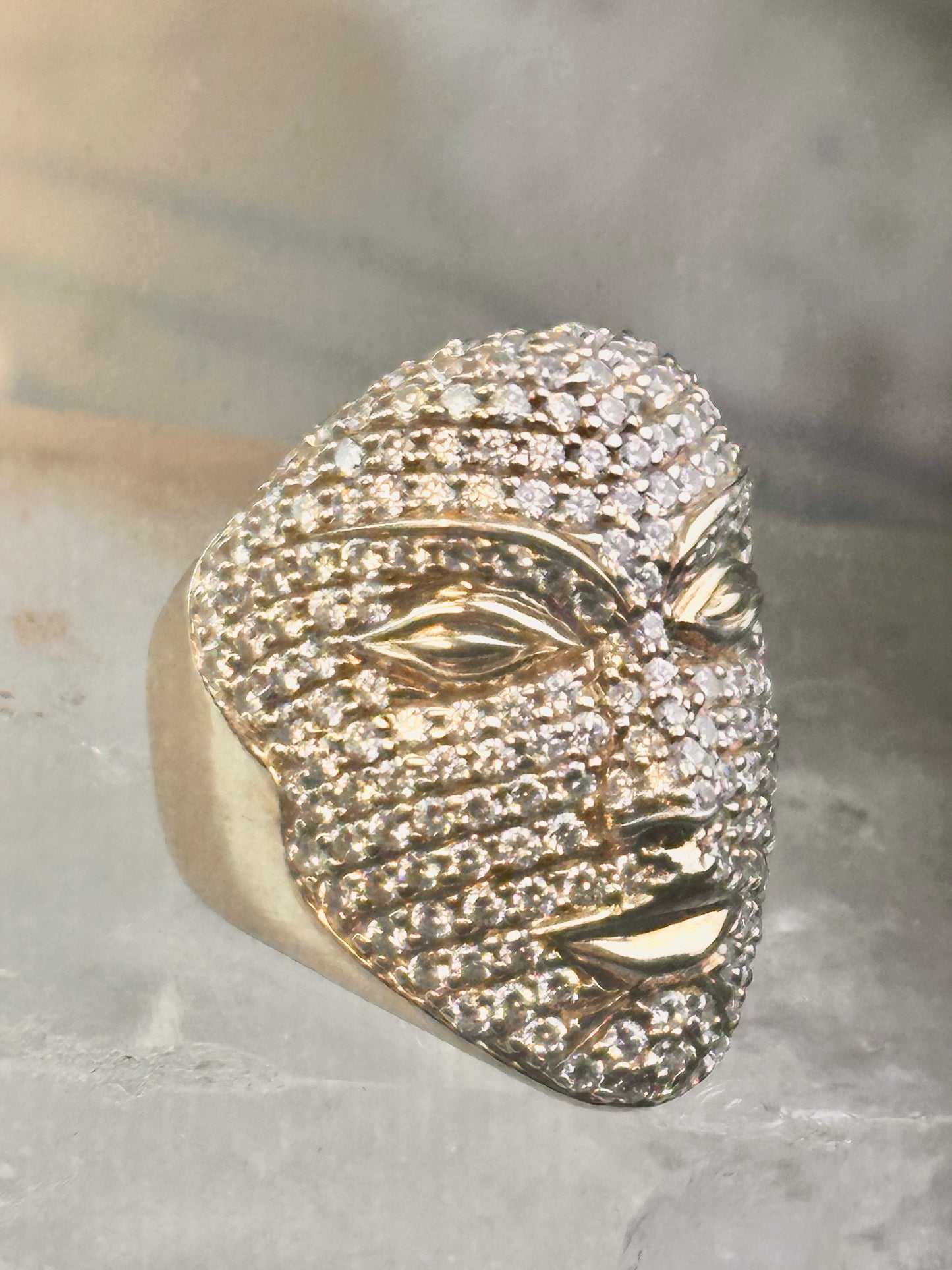 Face ring Sonia Bitton band CZ size 6 sterling silver women As Is