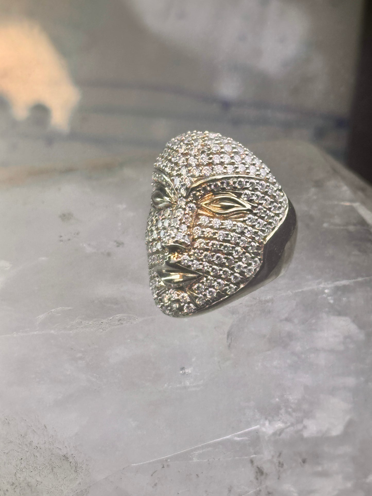 Face ring Sonia Bitton band CZ size 6 sterling silver women As Is