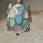 Turtle ring Navajo turquoise MOP size 5 sterling silver women girls pink