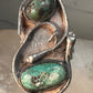 Snake Ring Navajo turquoise double snakes leaf size 9  sterling silver women men