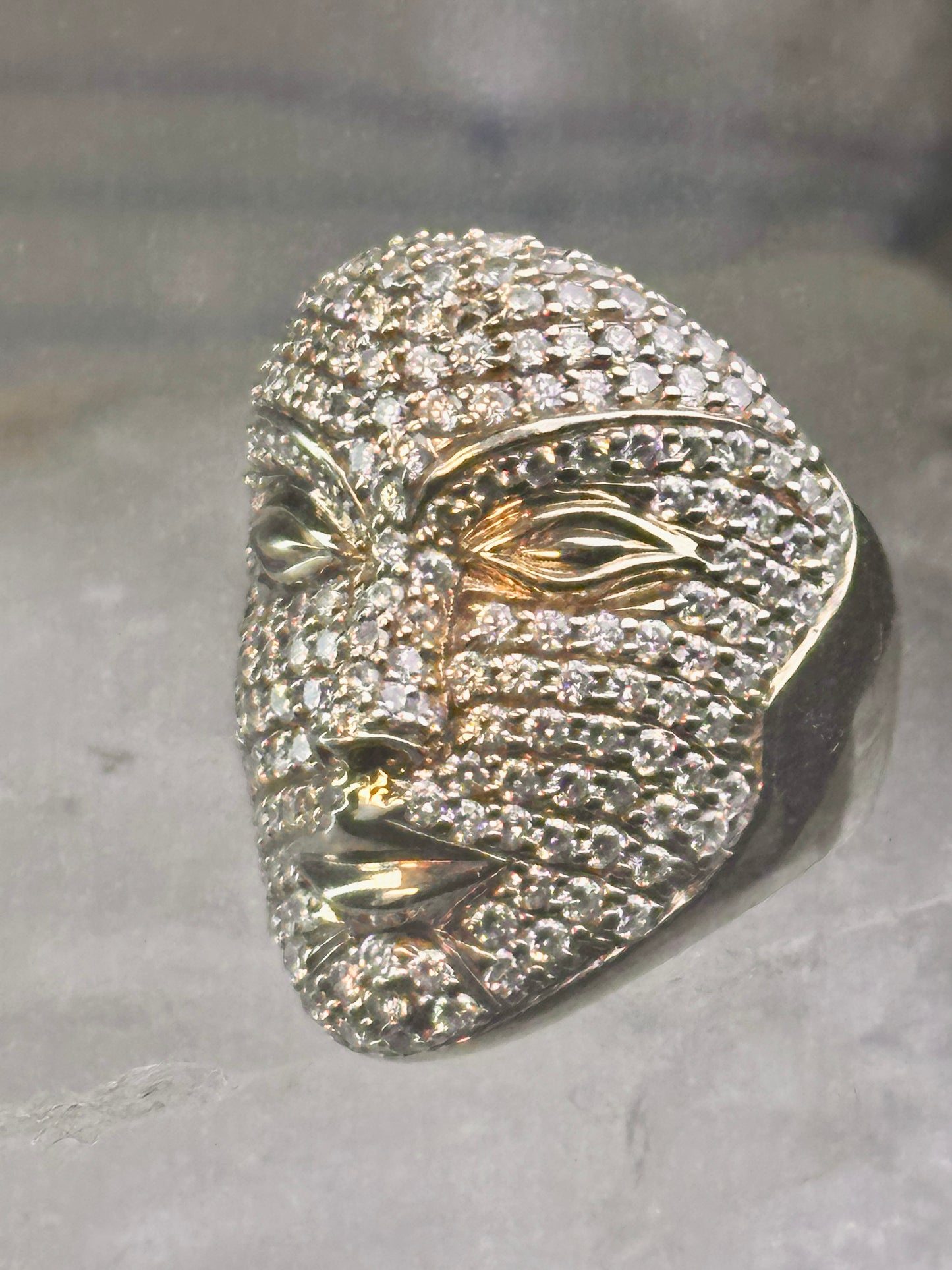 Face ring Sonia Bitton band CZ size 6 sterling silver women As Is