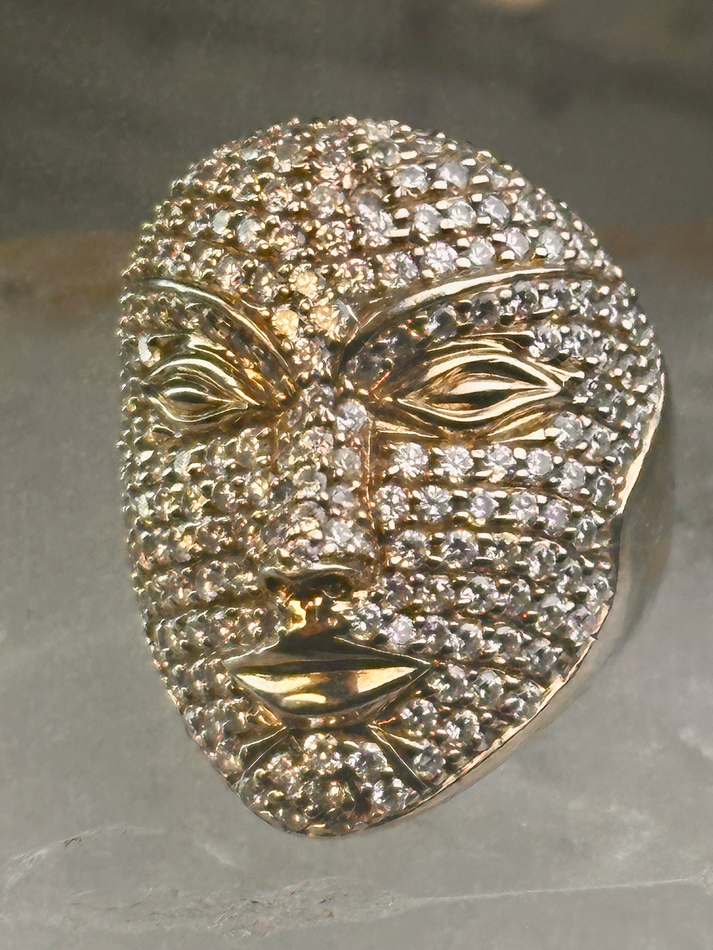 Face ring Sonia Bitton band CZ size 6 sterling silver women As Is