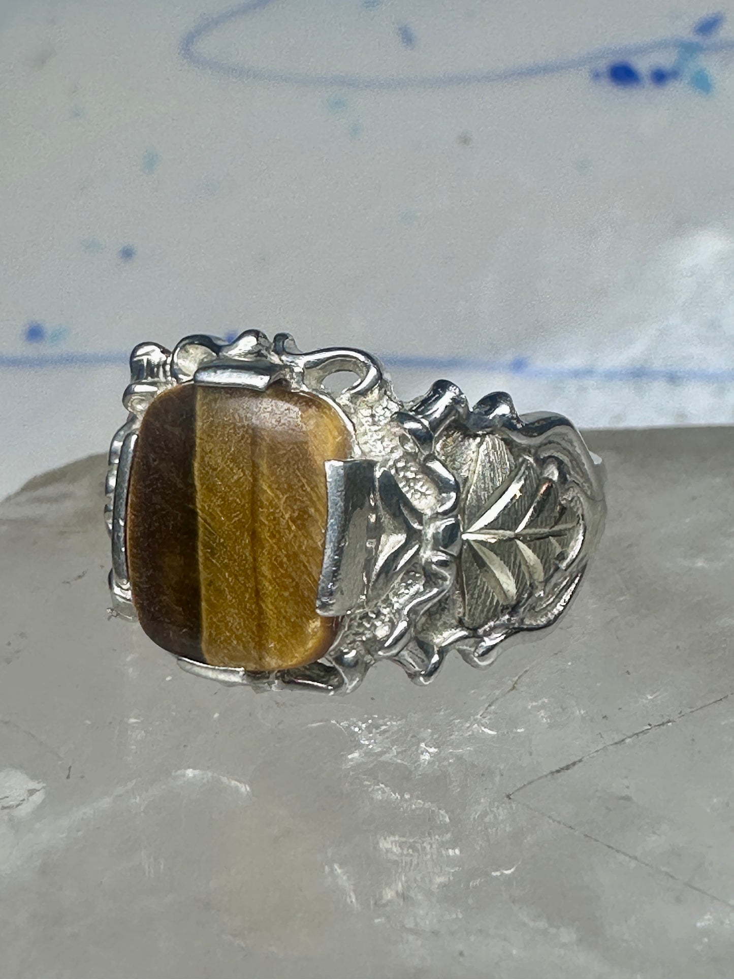 Black Hills gold ring Tiger Eye leaves band size 9.75 sterling silver women men