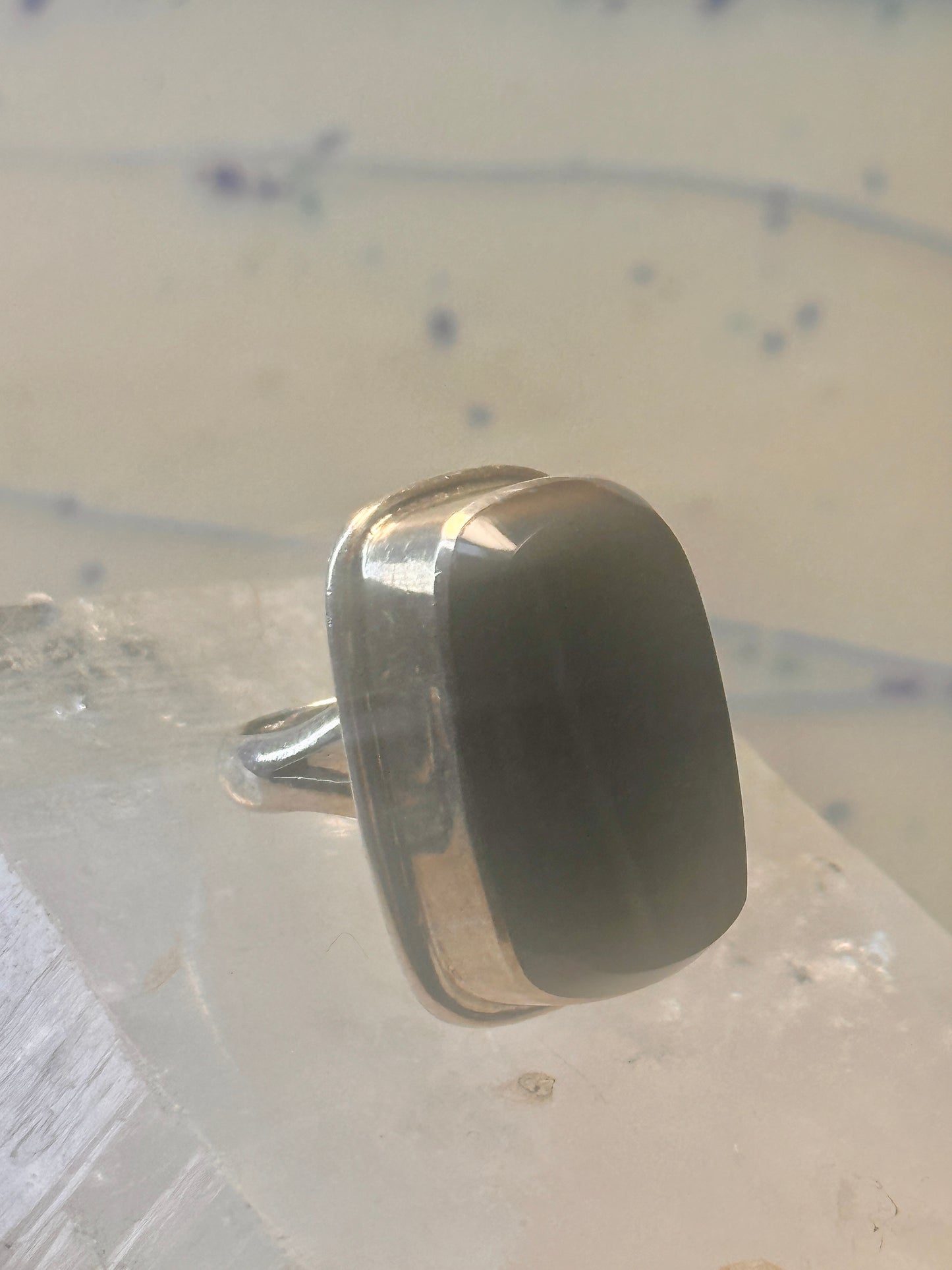 Vintage onyx ring southwest chunky band size 5.25 Sterling silver women