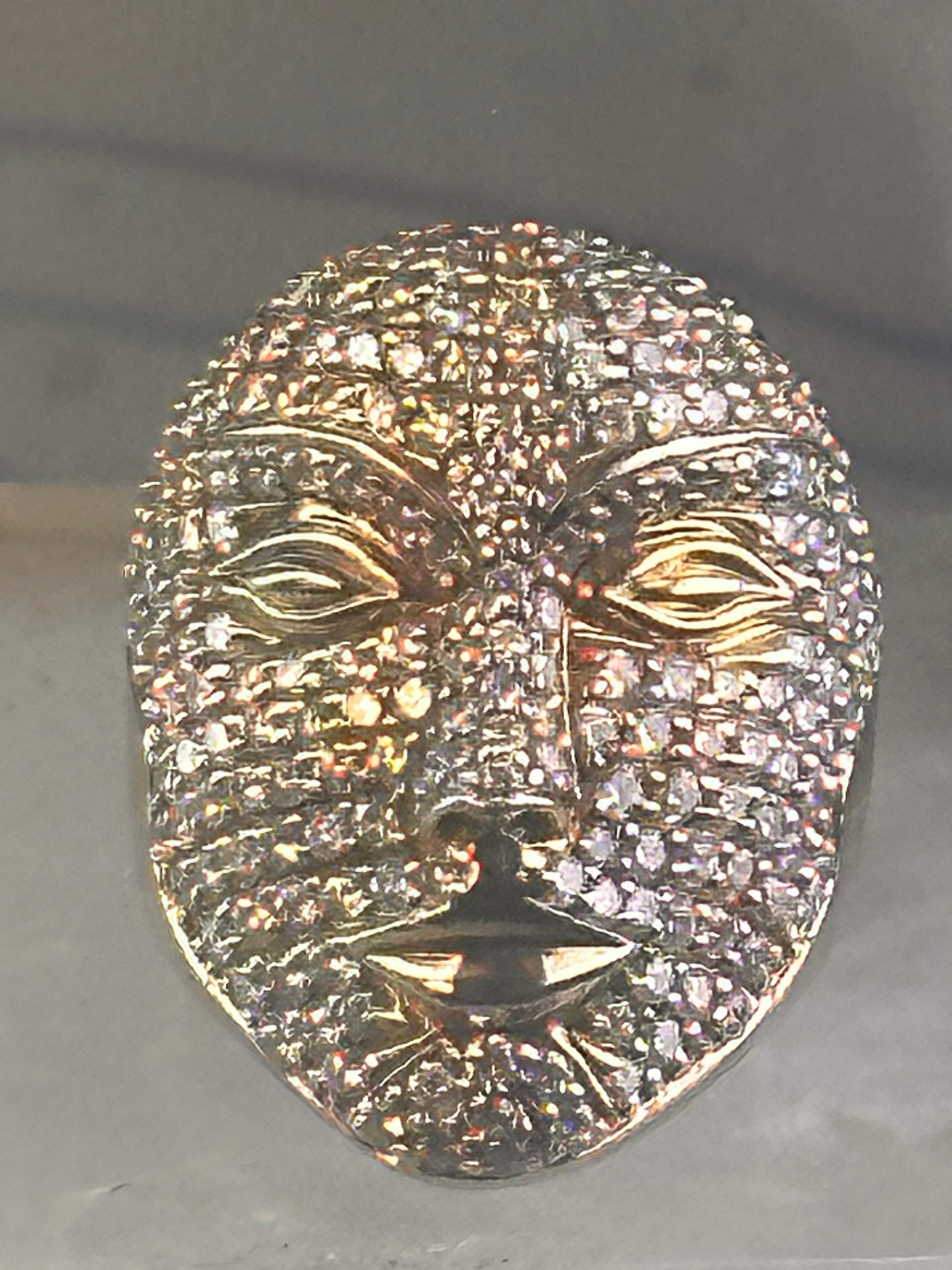 Face ring Sonia Bitton band CZ size 6 sterling silver women As Is