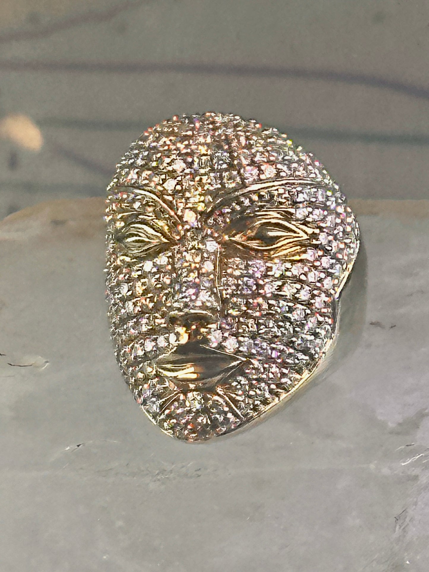 Face ring Sonia Bitton band CZ size 6 sterling silver women As Is