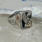 Black Hills Gold ring Eagle onyx leaves band size 13 sterling silver women men