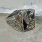 Black Hills Gold ring Eagle onyx leaves band size 13 sterling silver women men