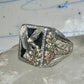 Black Hills Gold ring Eagle onyx leaves band size 13 sterling silver women men