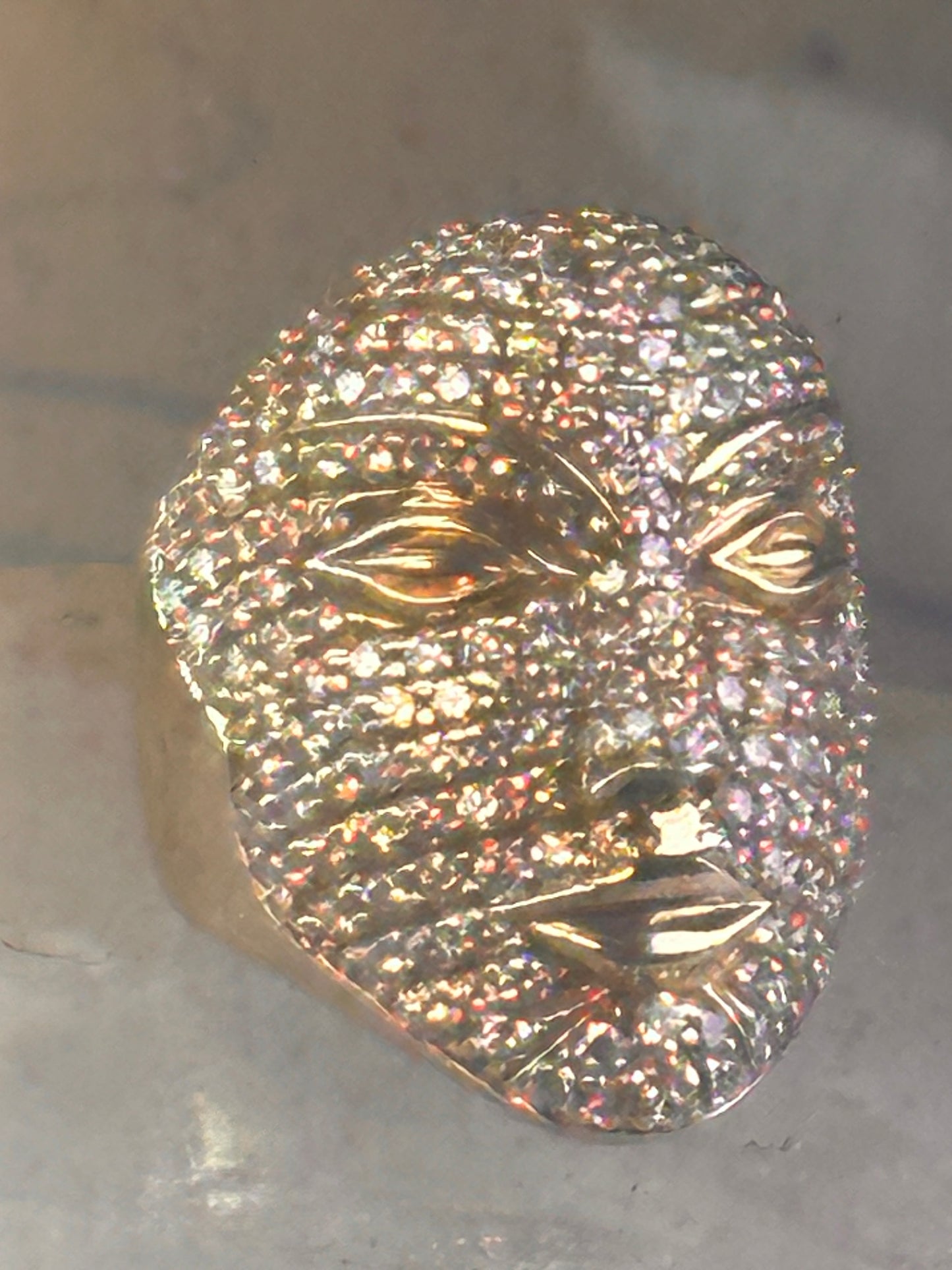 Face ring Sonia Bitton band CZ size 6 sterling silver women As Is