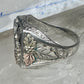 Black Hills Gold ring Eagle onyx leaves band size 13 sterling silver women men
