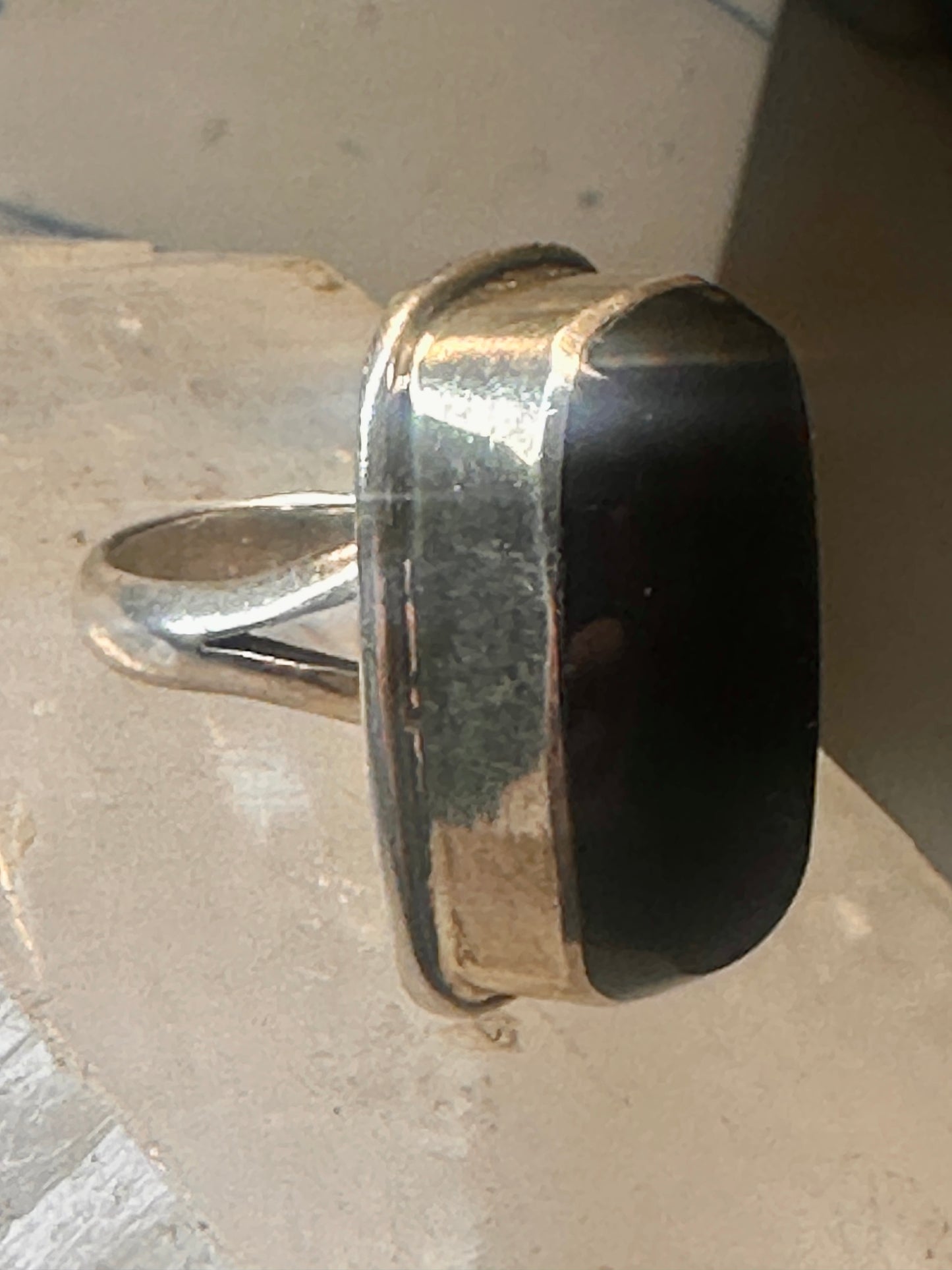 Vintage onyx ring southwest chunky band size 5.25 Sterling silver women