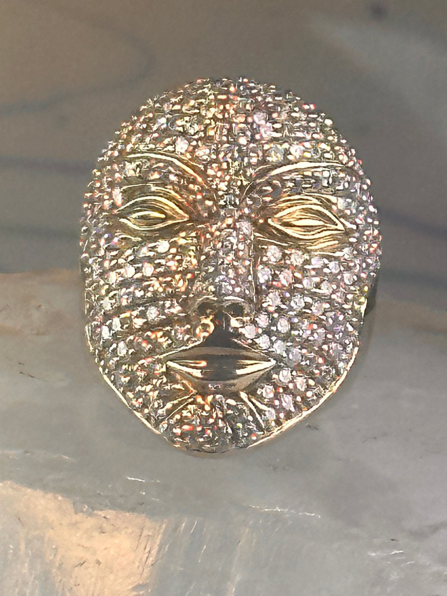 Face ring Sonia Bitton band CZ size 6 sterling silver women As Is