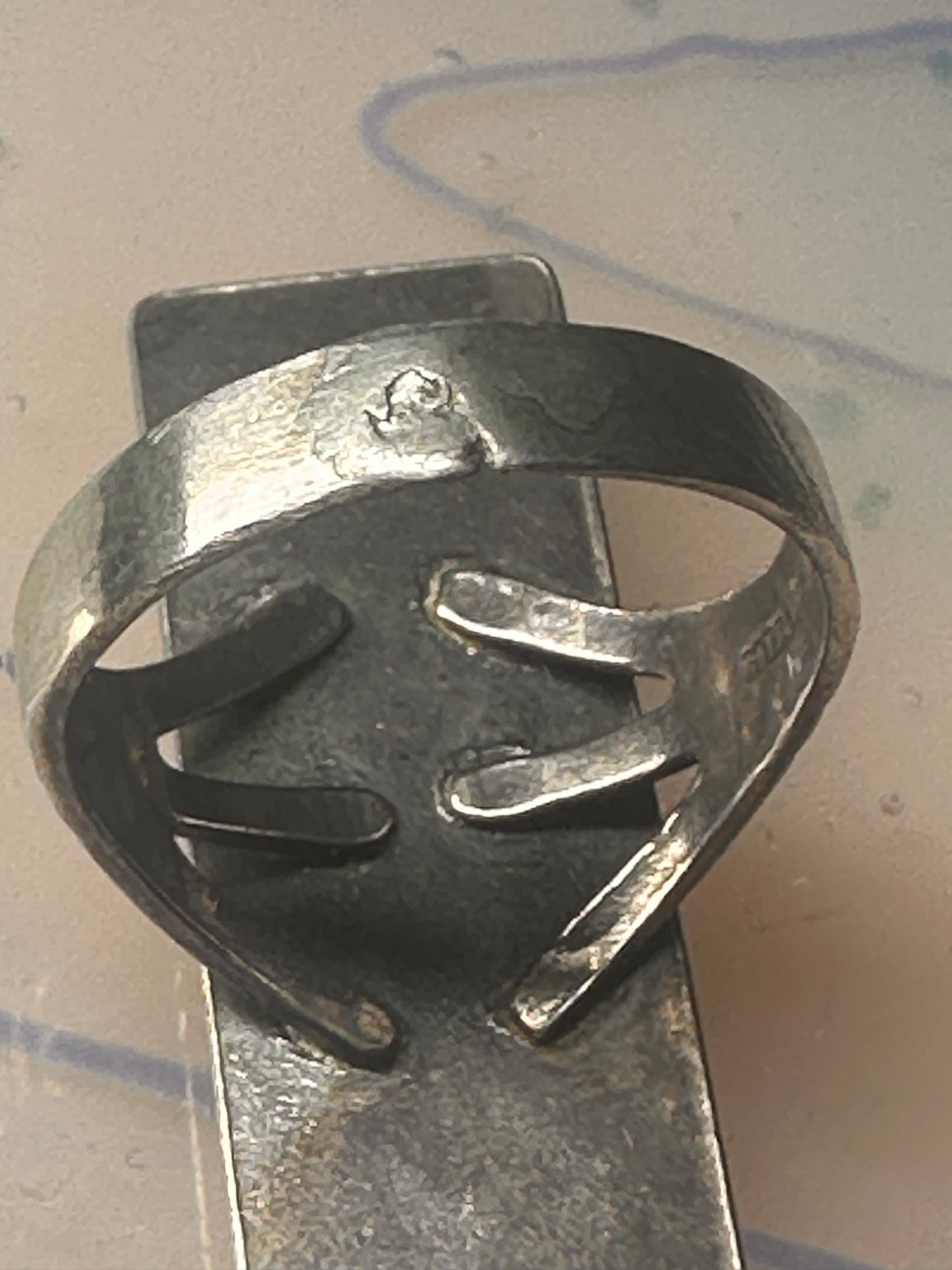 Navajo ring long turquoise size 8.50 sterling silver women resized