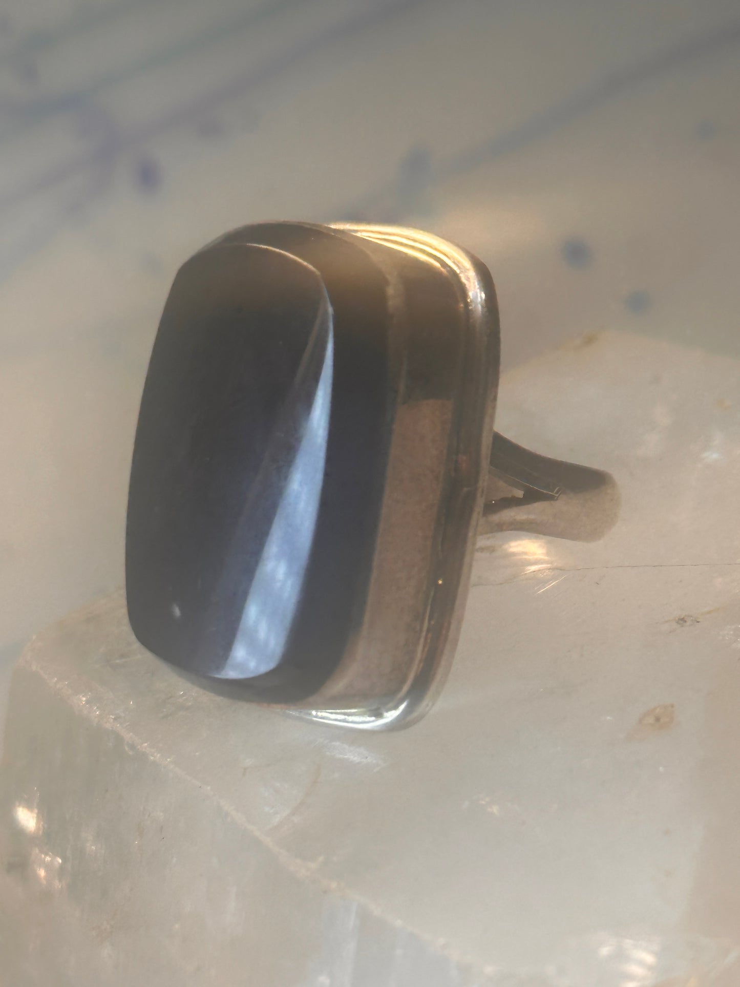 Vintage onyx ring southwest chunky band size 5.25 Sterling silver women