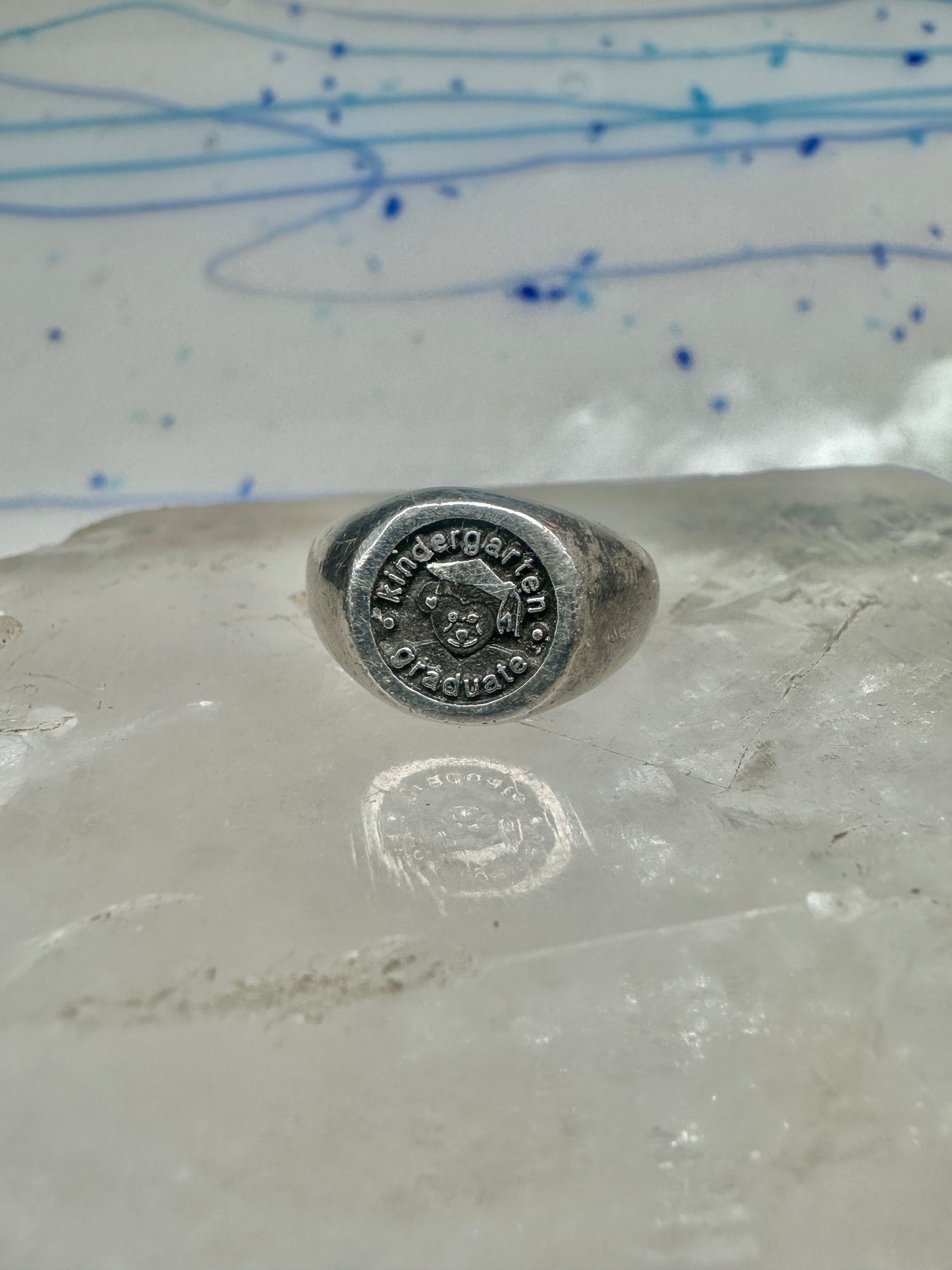 Kindergarten graduate ring children band size 3.50 sterling silver boys girl